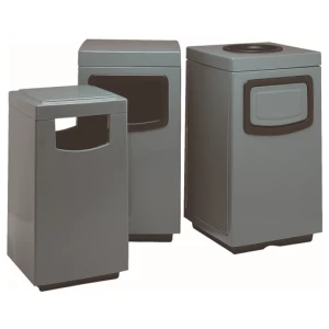 Witt Industries Fiberglass Square Side Entry Collection Metal Garbage Cans in Blue