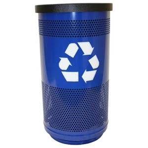 Witt Industries Recycle Logo Cans Collection Flat Top Recycling Trash Cans in Blue