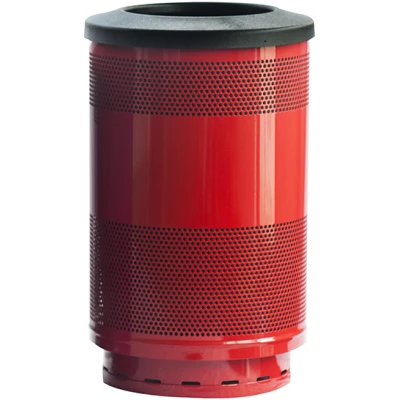 Witt Industries Standard Perforated Collection Flat Top Industrial Garbage Cans in Red
