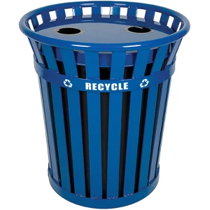 Witt Industries Flat Top Wydman Recycling Trash Can Collection in Blue