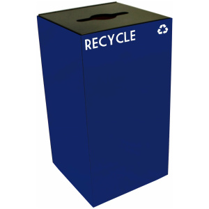 Witt Industries Geo Cube Collection Recycling Trash Cans in Blue