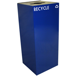 Witt Industries Geo Cube Collection Recycling Trash Cans in Blue
