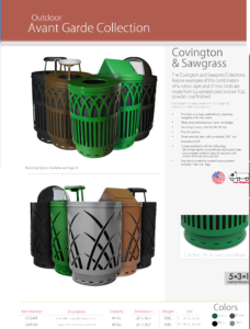 Witt Covington and Sawgrass Collection Outdoor Trash Container Catalog Page Transparent