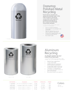 Witt Dometop Polished Metal and Aluminum Recycling Trash Cans Catalog Page Transparent