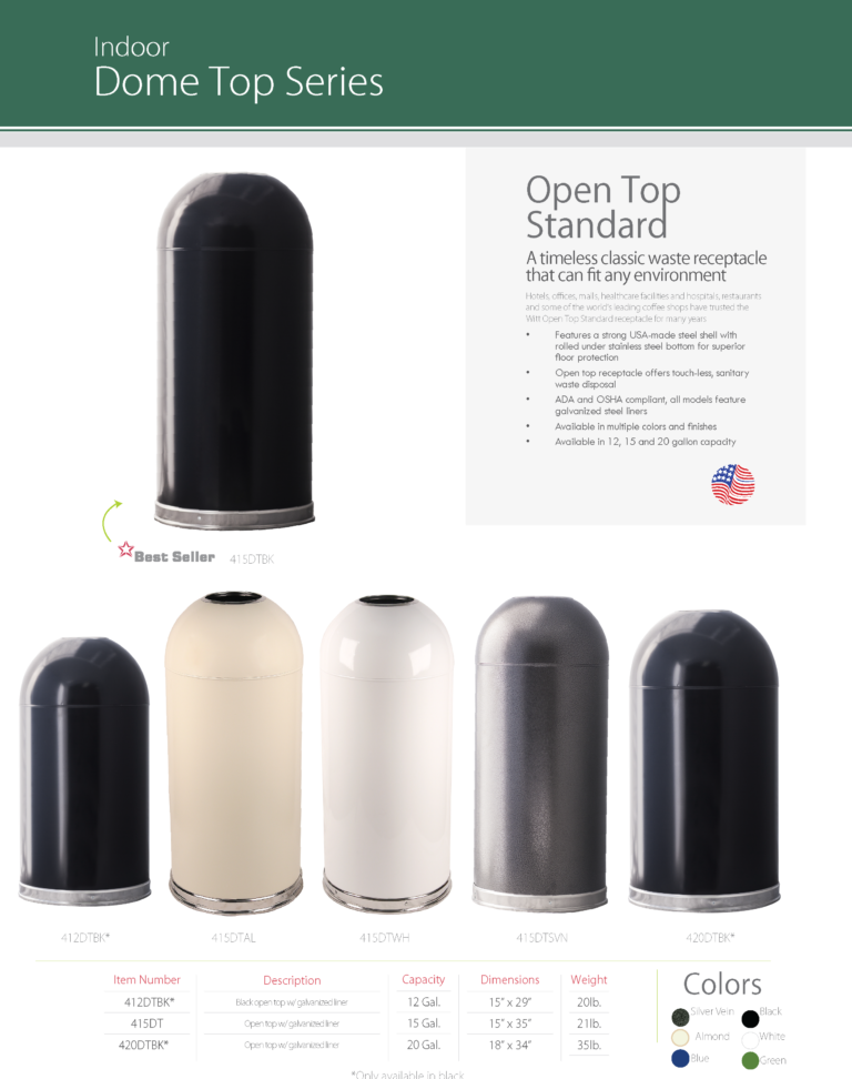 Witt Open Top Standard Metal Garbage Cans Catalog Page Transparent
