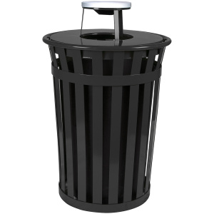 Witt Industries Oakley Standard Collection Ash Top Outdoor Garbage Can in Black