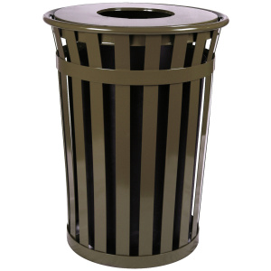 Witt Industries Oakley Standard Collection Flat Top Outdoor Trash Cans in Brown
