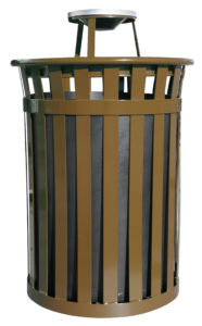 Witt Industries Oakley Collection Ash Top Trash Cans in Brown