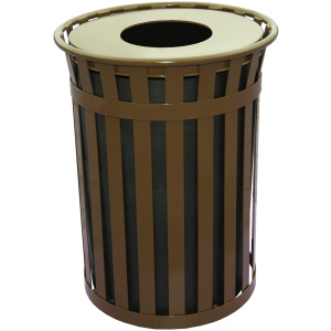 Witt Industries Oakley Collection Flat Top Commercial Trash Can in Brown