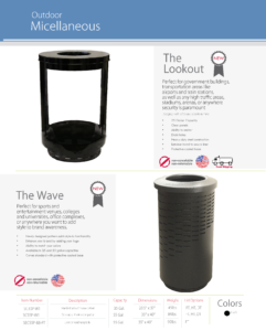 Witt Lookout and Wave Collection Commercial Waste Receptacles Catalog Page Transparent
