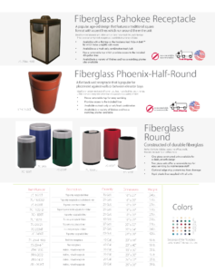 Witt Indoor Waste Receptacles Fiberglass Pahokee, Phoenix Half-Round and Round Catalog Page Transparent