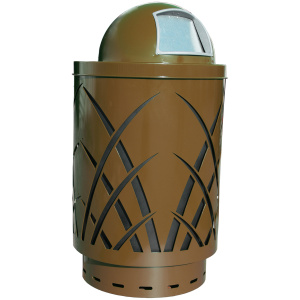 Witt Industries Sawgrass Collection Dome Top Outdoor Garbage Can in Brown