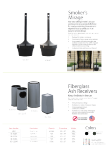 Witt Smoker's Mirage and Fiberglass Ash Receivers Outdoor Trashcan Catalog Page Transparent