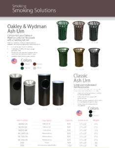 Witt Oakley, Wydman, and Classic Ash Urn Outdoor Trash Cans Catalog Page Transparent