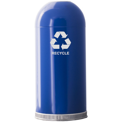 Witt Industries Dome Top Recycling Collection Recycling Trash Can in Blue