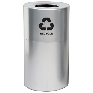 Witt Industries Aluminum Recycling Collection Galvanize Trash Cans in Silver