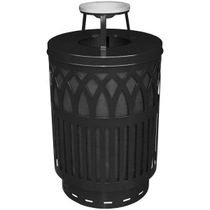 Witt Industries Sawgrass Collection Ash Top Commercial Trash Can in Black