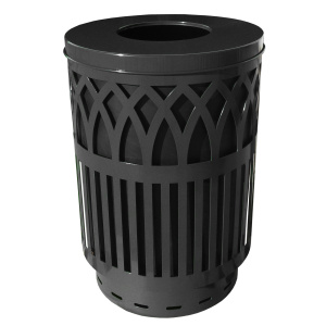 Witt Industries Covington Collection Flat Top Outdoor Trashcan in Black