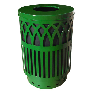 Witt Industries Covington Collection Flat Top Outdoor Trashcan in Green
