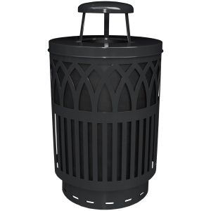 Witt Industries Sawgrass Collection Rain Cap Outdoor Garbage Cans in Black