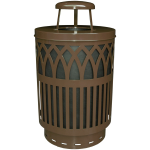 Witt Industries Sawgrass Collection Rain Cap Outdoor Garbage Can in Brown