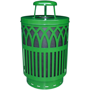 Witt Industries Sawgrass Collection Rain Cap Outdoor Trashcan in Green