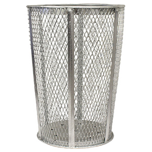 Witt Industries Expanded Metal Basket Collection Trash Bins in Silver