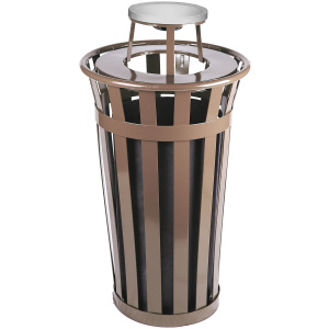 Witt Industries Oakley Collection Ash Top Galvanize Trash Cans in Brown