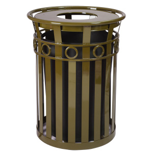 Witt Industries Flat Top Decorative Collection Outdoor Garbage Can in Brown