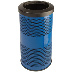 Witt Industries Standard Perforated Collection Flat Top Outdoor Garbage Can in Blue