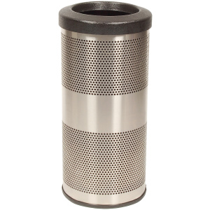 Witt Industries Standard Perforated Collection Flat Top Outdoor Trash Can in Stainless Steel