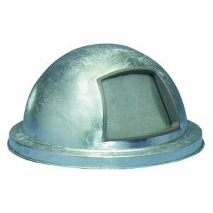 Witt Industries Dome Top Metal Lids Collection Outdoor Trash Can in Silver