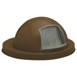 Witt Industries Dome Top Metal Lids Collection Outdoor Garbage Can in Brown