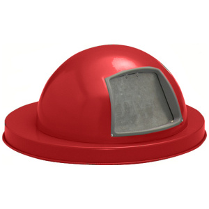 Witt Industries Dome Top Metal Lids Collection Outdoor Trash Cans in Red