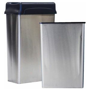 Witt Industries Waste Basket Rectangular Modern Collection Outdoor Receptacles in Stainless Steel