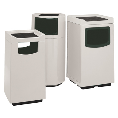 Witt Industries Fiberglass Square Food Court Collection Industrial Garbage Cans in White