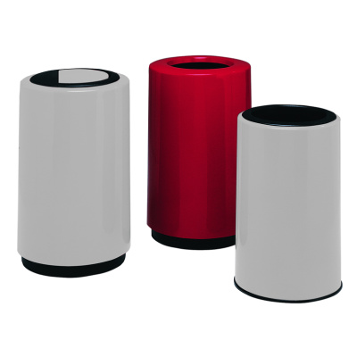 Witt Industries Fiberglass Round Top Entry Collection Trash Container in Red and White