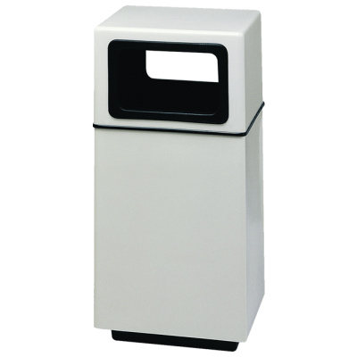 Witt Industries Fiberglass Square Food Court Collection Galvanize Trash Cans in White