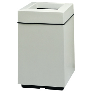 Witt Industries Fiberglass Square Food Court Collection Trash Bins in White