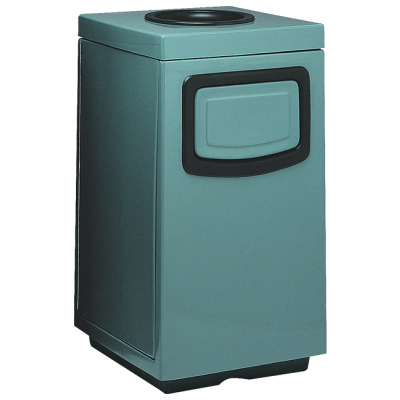 Witt Industries Fiberglass Square Side Entry Collection Commercial Waste Receptacles in Blue