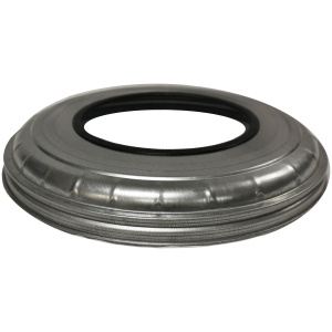 Witt Industries Drop Top Oakley Metal Lids Collection Outdoor Garbage Cans in Silver