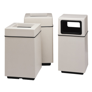Witt Industries Fiberglass Square Food Court Collection Indoor Trash Can in White