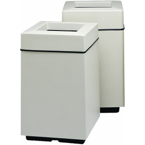 Witt Industries Fiberglass Square Food Court Collection Waste Receptacles in White