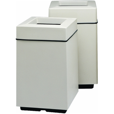 Witt Industries Fiberglass Square Food Court Collection Waste Receptacles in White