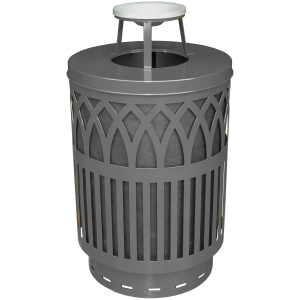 Witt Industries Covington Collection Ash Top Outdoor Trash Can in Silver