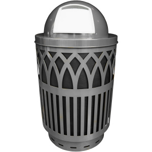 Witt Industries Covington Collection Dome Top Commercial Trash Can in Silver