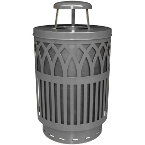 Witt Industries Covington Collection Rain Cap Commercial Garbage Cans in Silver