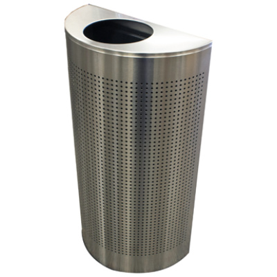 Witt Industries Celestial Collection Site Commercial Trash Can Half Round in Stainless Steel