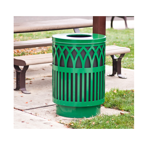 Outdoor Steel Garbage Receptacle, Park Trash Containers