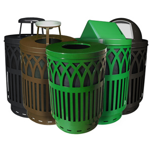 Witt Industries Covington Collection Green, Brown and Black Waste Containers